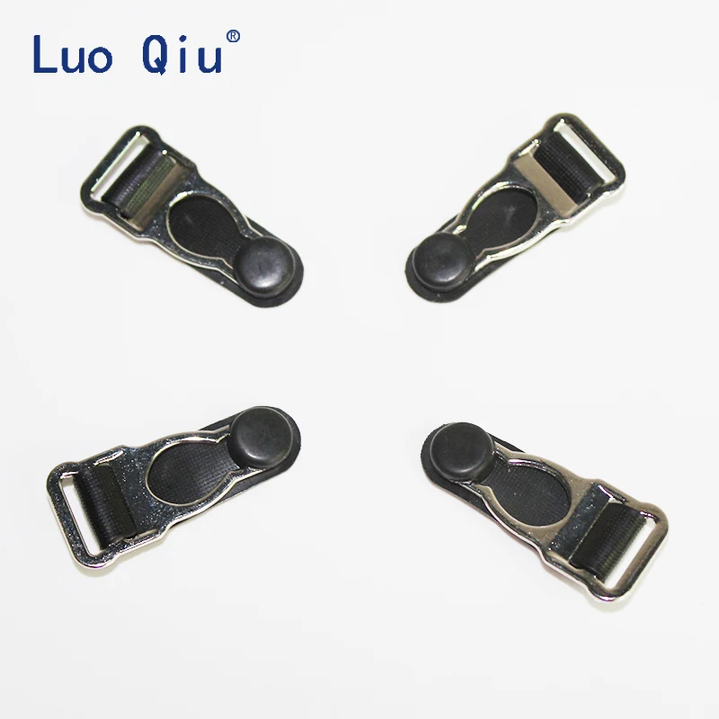 100pcs/lot 14mm DIY sock buckle sexy underwear clip garment trimming Silver Metal+Black PP buckle for garment accessories