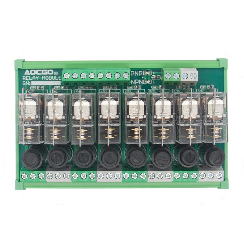 8 Channel 1 SPDT DIN Rail Mount OMRON G2R 24V DC/AC with fuse Interface Relay Module