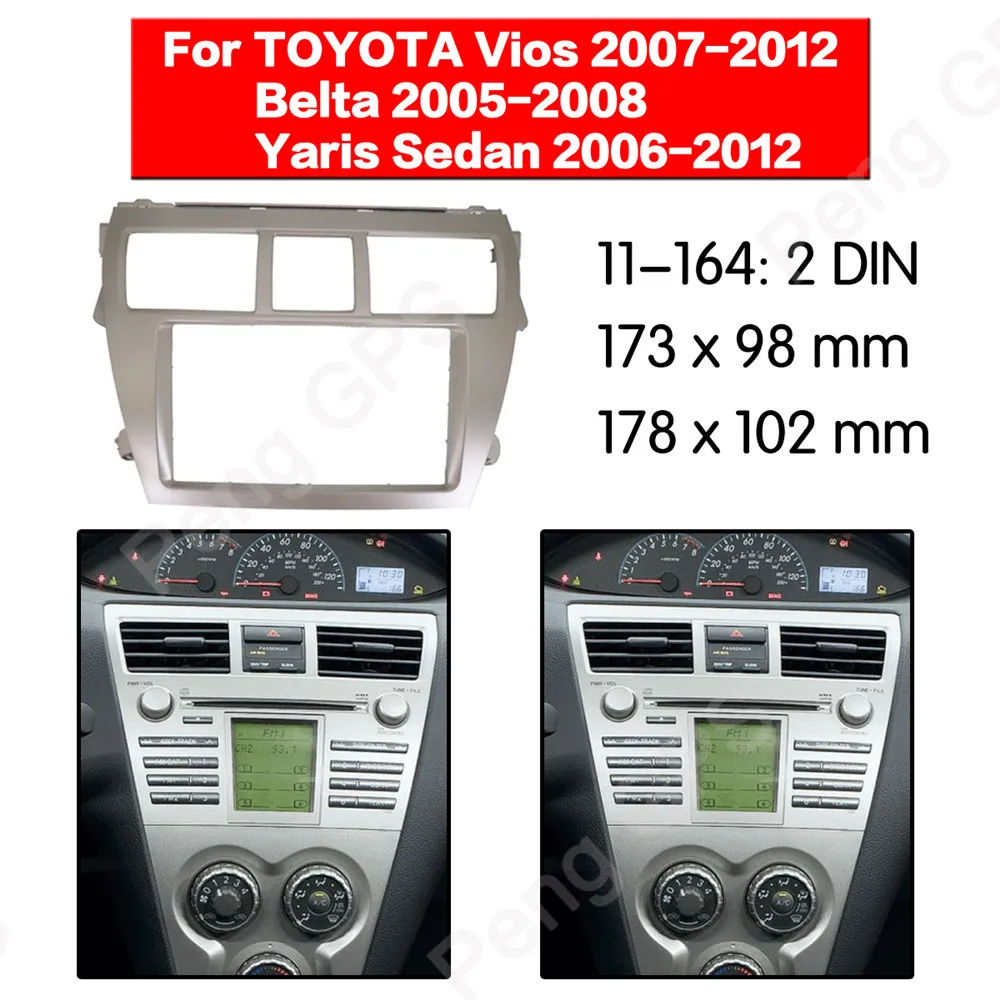 2 DIN Car Radio stereo Fitting installation adapter fascia For TOYOTA Vios 2007-2012 Belta 2005-2008 Yaris Sedan frame Audio