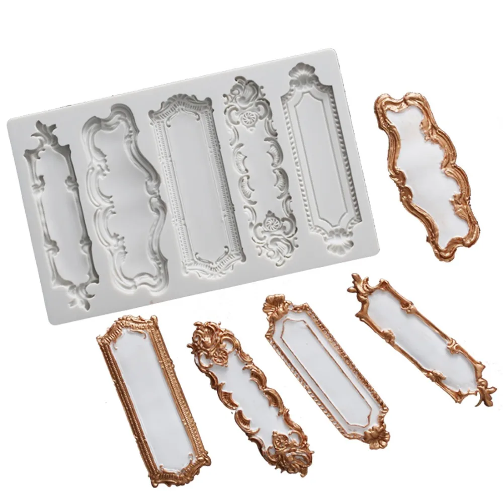 DIY European relief Cake Border Silicone Mold Frame Fondant Cake Decorating Tools Embossed Candy Chocolate Gumpaste Mould