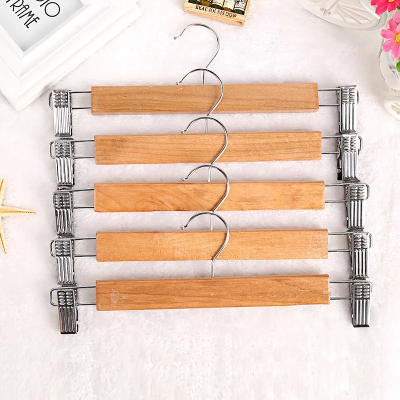 

15PCS Upscale Wood Pants Folder Clip Pants Rack Pants Hanger Hanging Thick Wooden Multifunction Hangers