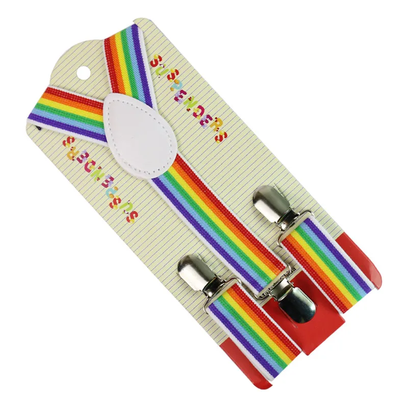 Winfox Fashion Toddlers Rainbow Stripes Style Suspenders Boys Girls Kids Children Elastic Y-Back Party Suspender