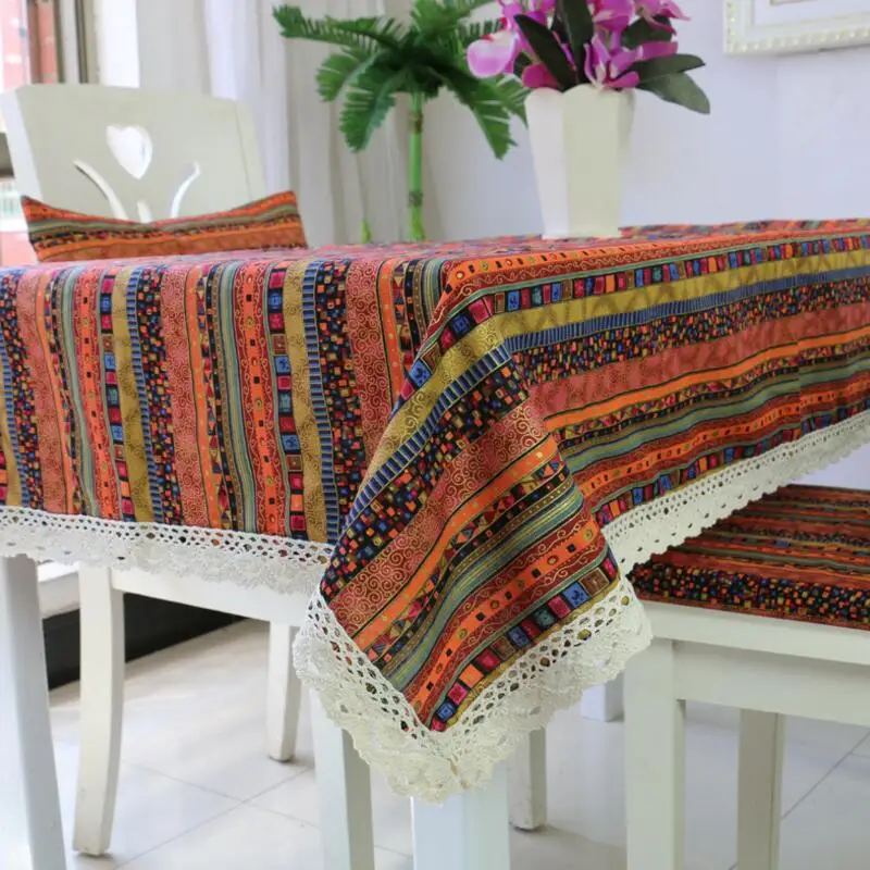 Bohemian home Table Cloth dining table mat coffee tea table tablecloth Lace Edge Cover Rectangular bar restaurant decoration