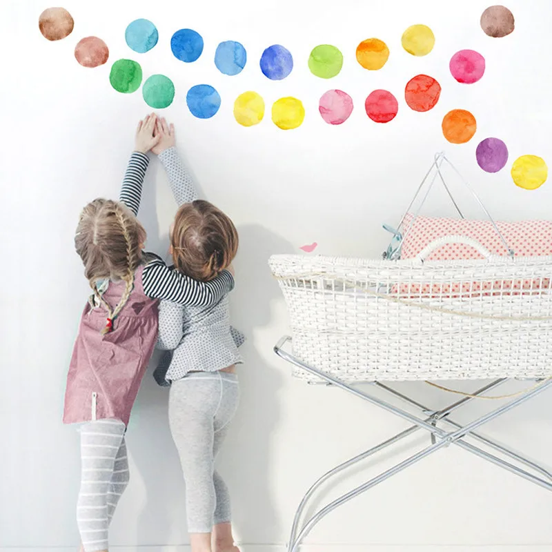 Children Room Dot color Wall Sticker Color Circle Wall Decal Cute Art Stickers For Kid's Bedroom Gift