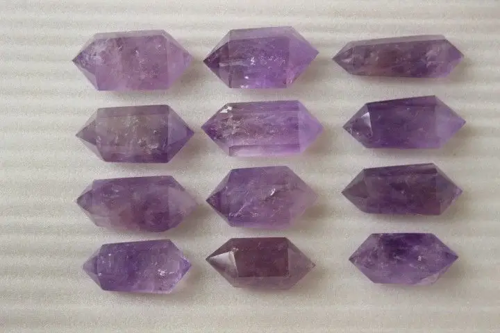 

0.67lb 6 AAA+++ RARE NATURAL PREETY AMETHYST CRYSTAL QUARTZ DT POINT HEALING