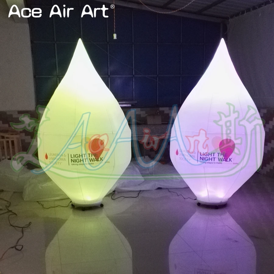 

1.5m H Printed Logo Decor Inflatable LED Water Drop Model Ground Glowing with Base for Event Party