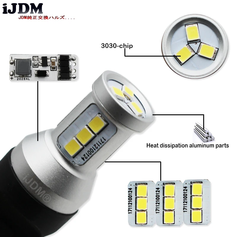 iJDM 6000K White Canbus 3157 LED 3357 3457 T25 LED Bulbs For Daytime Running Lights, DRL For 2011 and up Jeep Grand Cherokee 12V
