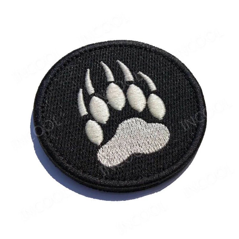 Bear Claw Embroidery Patch Dog Paw Patch Hook & Loop Fastener Appliques Combat Embroidered Patches For Clothing Backpack