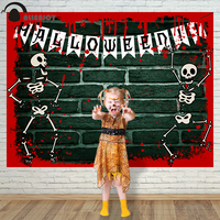 Allenjoy photography background Bloody brick wall Skeleton Halloween theme backdrop customize photocall photo studio