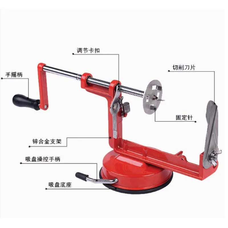 Manual Red Stainless Steel Twisted Potato Apple Slicer Spiral French Fry Cutter