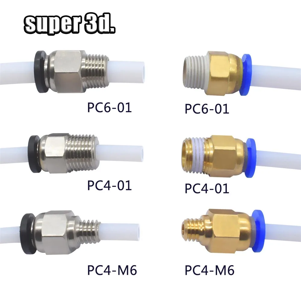 

5pcs/lot Pneumatic Connectors For 3D Printers Parts Black/Blue Quick Jointer Feeding 1.75/3.0mm Filament Pipe Push Part