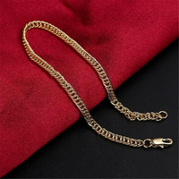 Free Shipping Golden 18 K Chain Bracelet 4MM Women's Water Chain Design Exquisite Simple Valentine's Day Gift 20CM