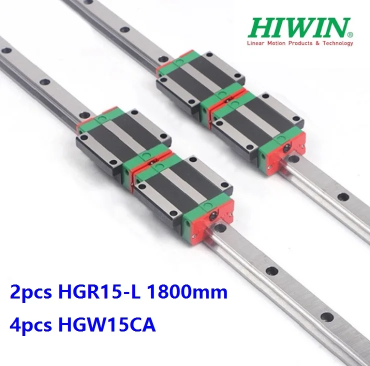 2pcs origial Hiwin rail HGR15 -L 1800mm  + 4pcs HGW15CA / HGW15CC  blocks for cnc router