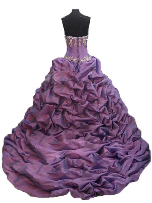 Purple Quinceanera Dresses Ball Gown Sweetheart  Pleat Beaded Vestido de debutante Taffeta sweet 16 dresses Prom Dress 2019