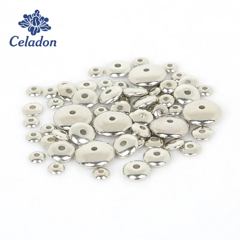 New Arrival 100-500pcs CCB Plastic Beads KC Gold/Rhodium Flat Round Acrylic Loose Spacer Beads for DIY Jewelry Findings Making