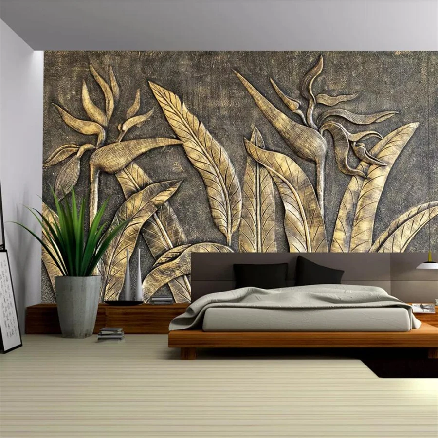 wellyu Custom wallpaper 3d photo murals golden bird of paradise sculpture TV background wall living room bedroom 3d wallpaper