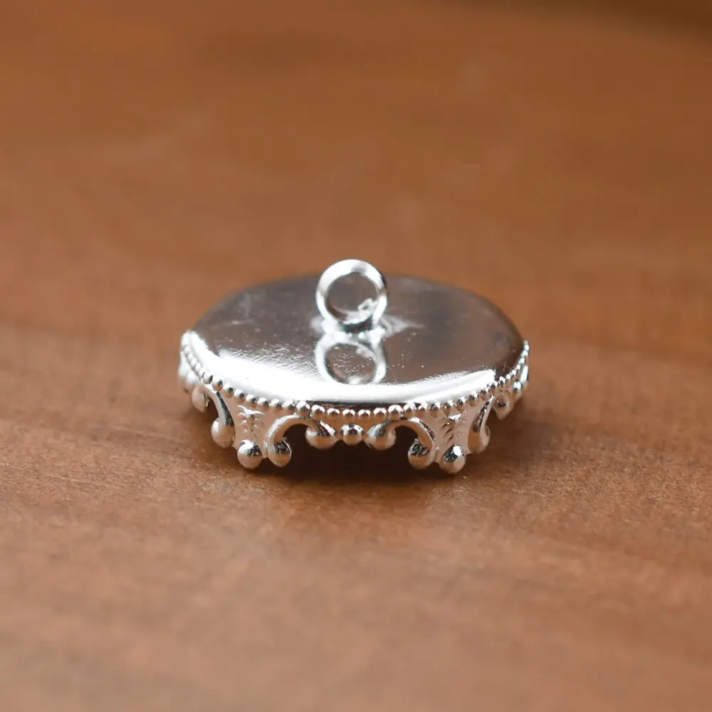 10 sztuk 15mm materiał mosiężny Cameo Charms Cabochon buton taca zawieszka rzemiosło element do wyrobu biżuterii — zdjęcie 5