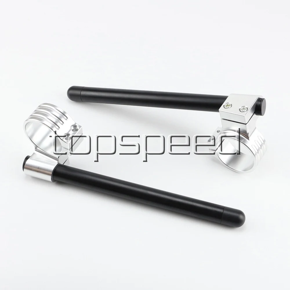 46MM Black/Silver Motorcycle CNC High Lift Adjustable Clip Ons On Handle Bar Handlebar