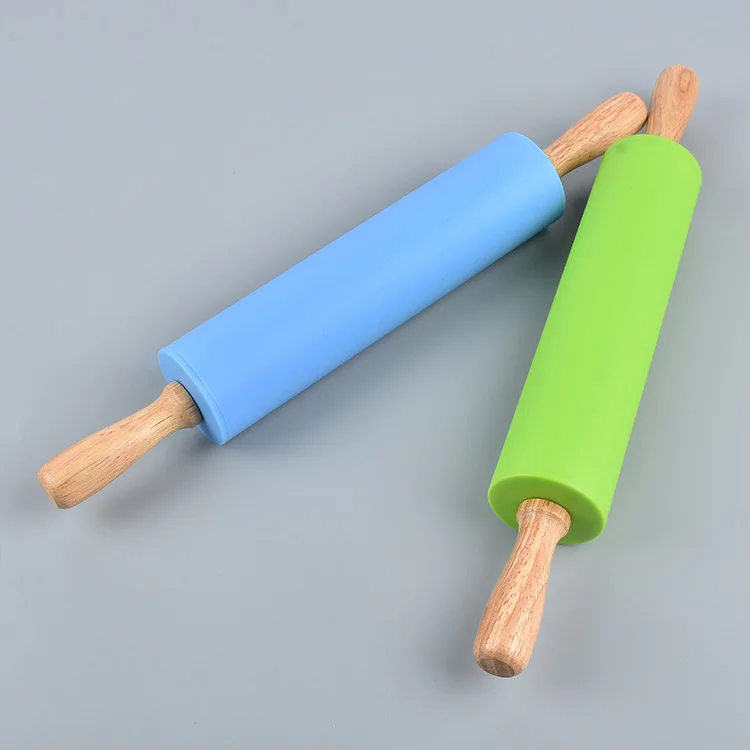 18 Cm Silicone Rolling Pin High Quality Colorful Wood Handle Ferramentas Cake Decorating Tools Fondant E152