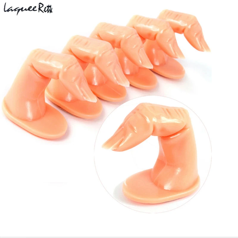 5Pcs Practice Finger Mode Half-cover Natural Colour Acrylic UV Gel French False Nail Tips Manicure DIY Art Salon Fake Sticker