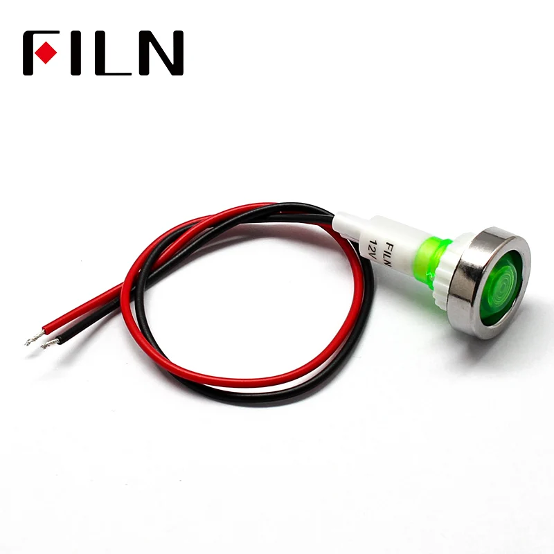 Filn 12v 220v 10mmledプラスチックインジケーターライト信号ランプ (20cm cbale付き)