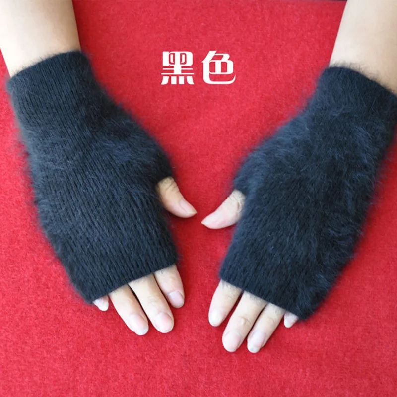 

Fine Sheep Mink Cashmere Mitt Exposed Finger Women's Gloves Winter Autumn Knitted for Women Fingerless Gloves Wrist Mittens