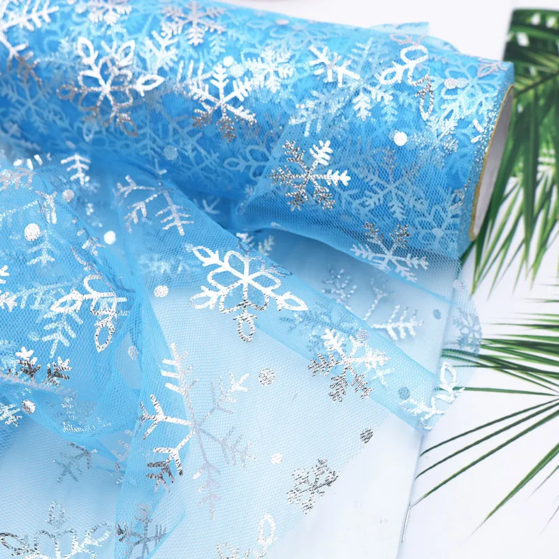 15cmx10Y Snowflake Tulle Roll Baby Skirts Tulle Sewing Mesh Fabric DIY Tutu Skirt Organza Birthday Party Christmas Craft Decor