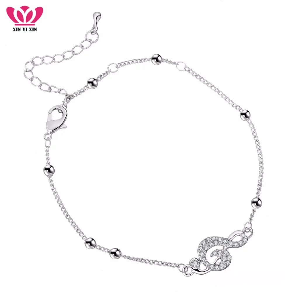 Clear Crystal Charm Anklets Endless No.8 Butterfly Musical Note Charms Ankle & Hand Bracelet Beach Foot Jewelry Gift Dropship