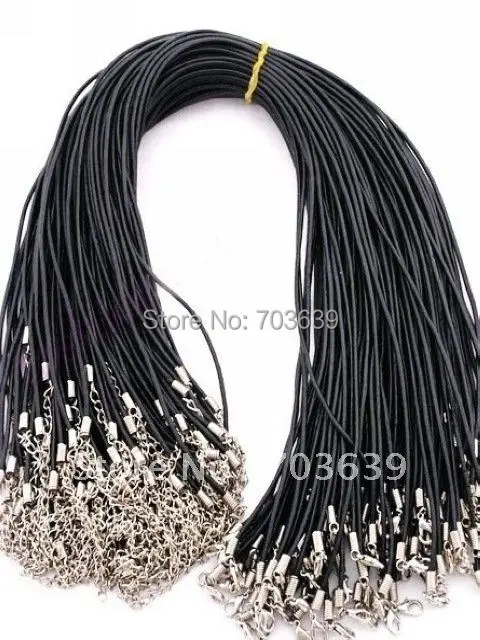 

Wholesale 100pcs/Lot 2mm Black Genuine Leather Necklace Cords For Charm Necklace Free Shipping