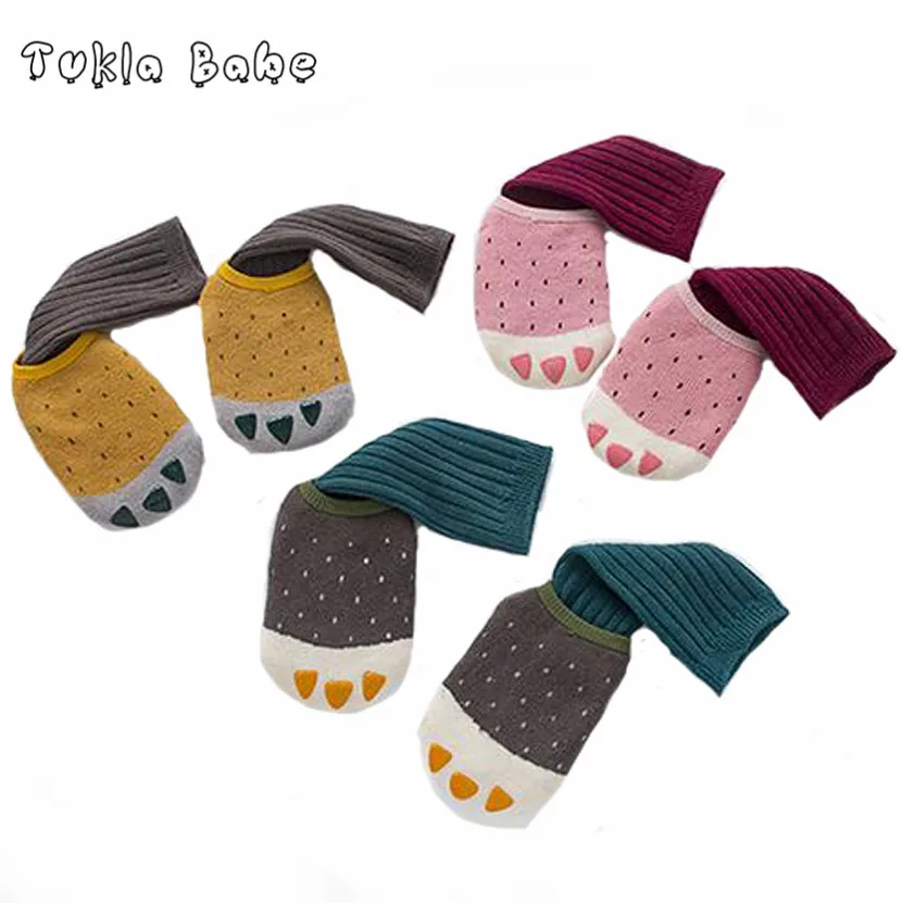 Kid's socks male small claws loop pile sock slippers stripe knee-high socks set infant socks