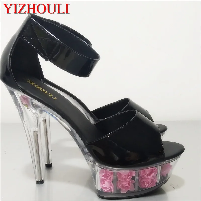 Romantic rose bridal crystal sandals, without his performance bag and temptation 15cm high heels Dance Shoes