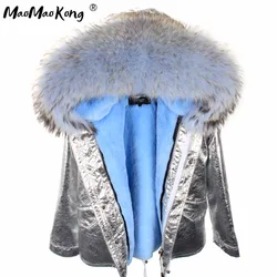 2024 MAOMAOKONG Artificial fur coat  Parkas woman winter jacket short Women Fur Collar hooded coat Casual Cotton Outwear Hot