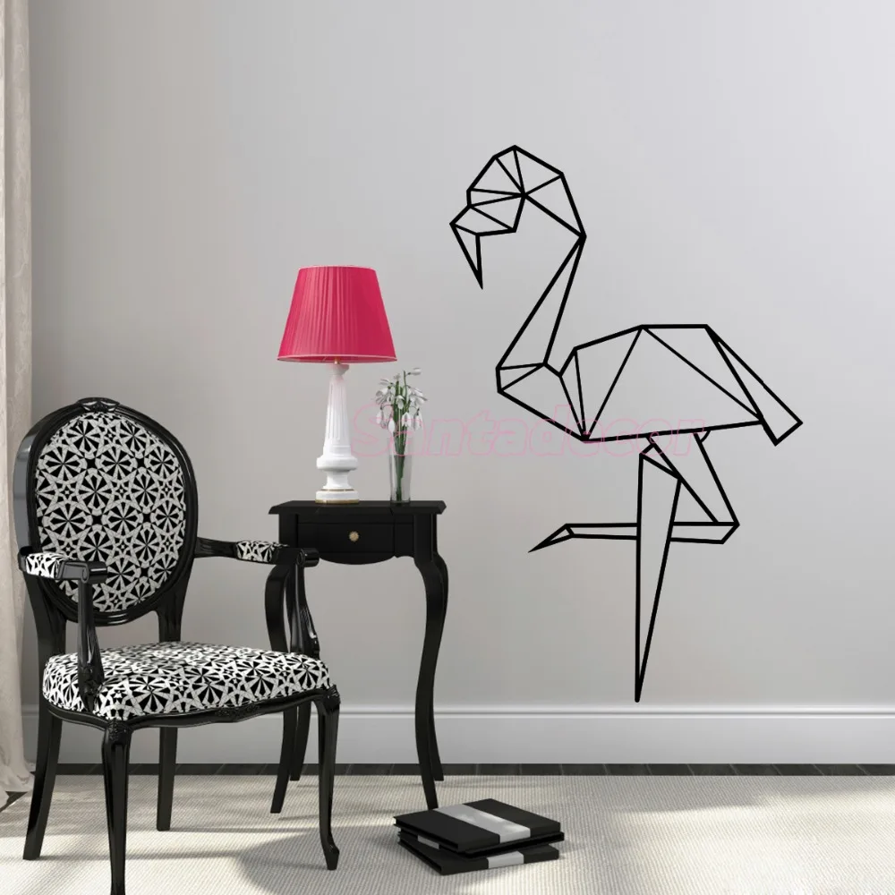 Vinyl Sticker Flamingo Origami Mural Art Decal Home Decor Wallpaper for Living Room House Decoration Poster 38 cm x 59 cm