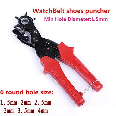 Watch puncher min hole diameter 1.5mm Belt Hole Punch Hand Pliers 6 Sized