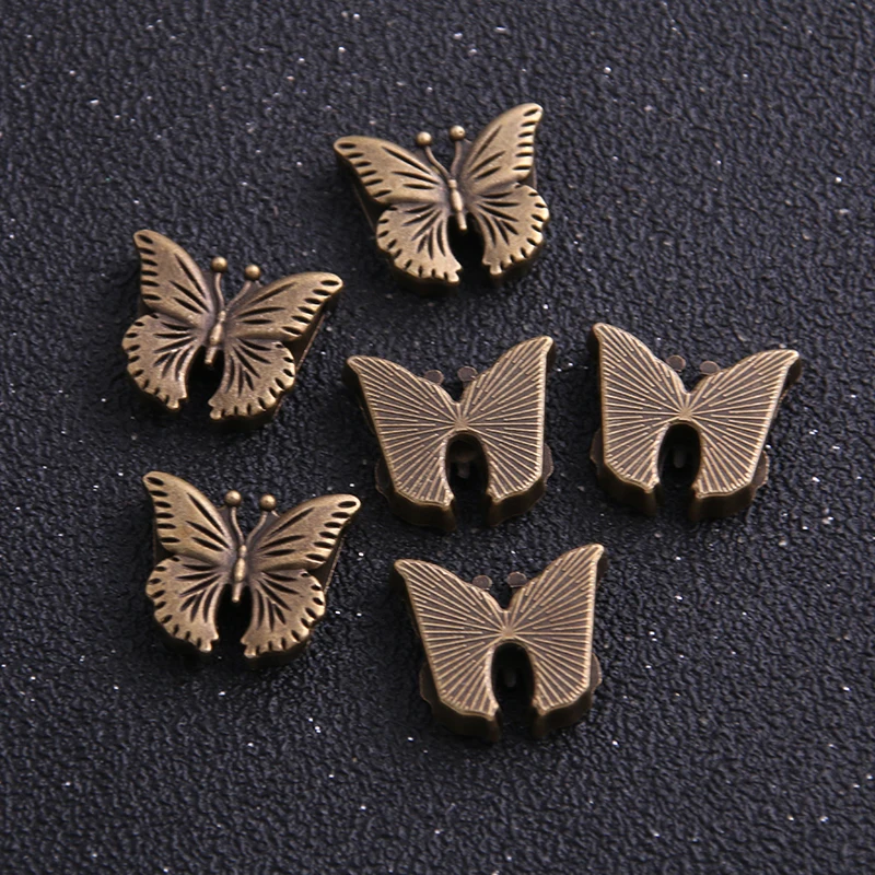 6PCS 16*19mm Butterfly Leather Beads Two Color Blank Cabochon Setting Diy Bracelets Making Supplies For 10mm Leather