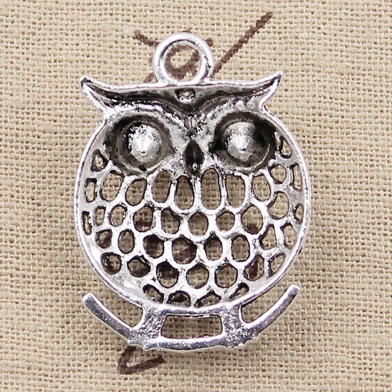 8pcs Charms Owl Standing Branch 33x25mm Antique Silver Color Plated Pendants Making DIY Handmade Tibetan Silver Color Jewelry