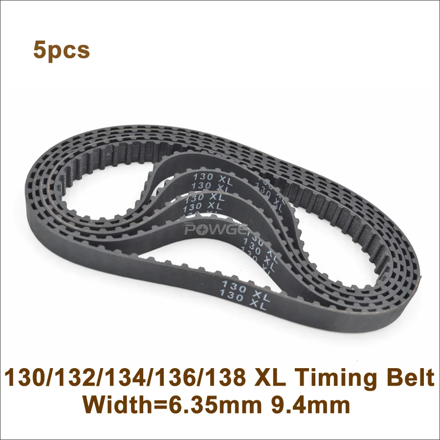 5pcs 130/132/134/136/138 XL Timing Belt W=025