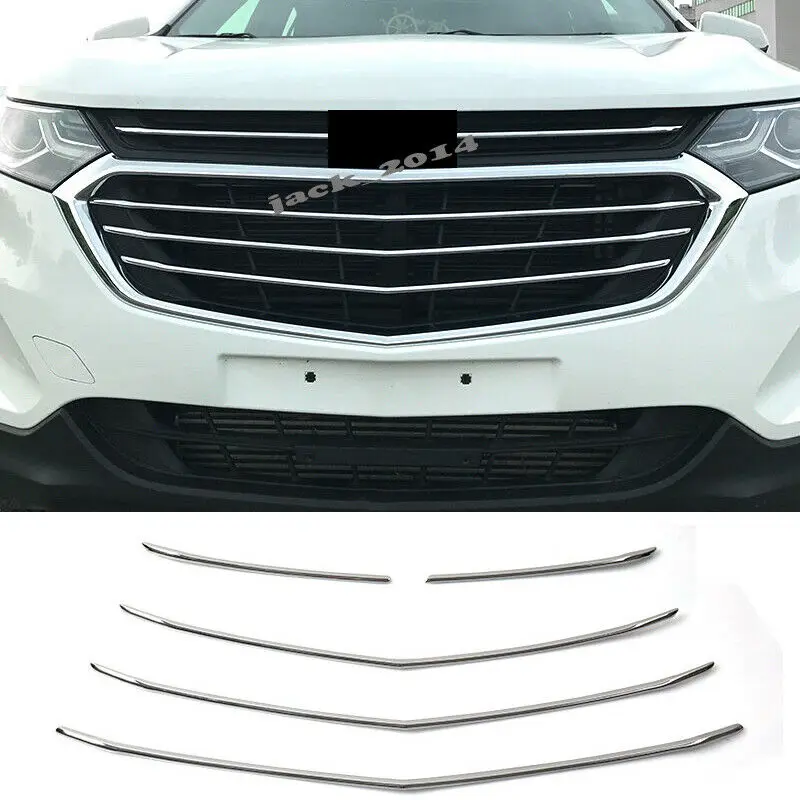 Silver ABS Chrome Front Center Grill Grille Cover Trim 5pcs/set Fit for Chevrolet Equinox 2017 2018 2019