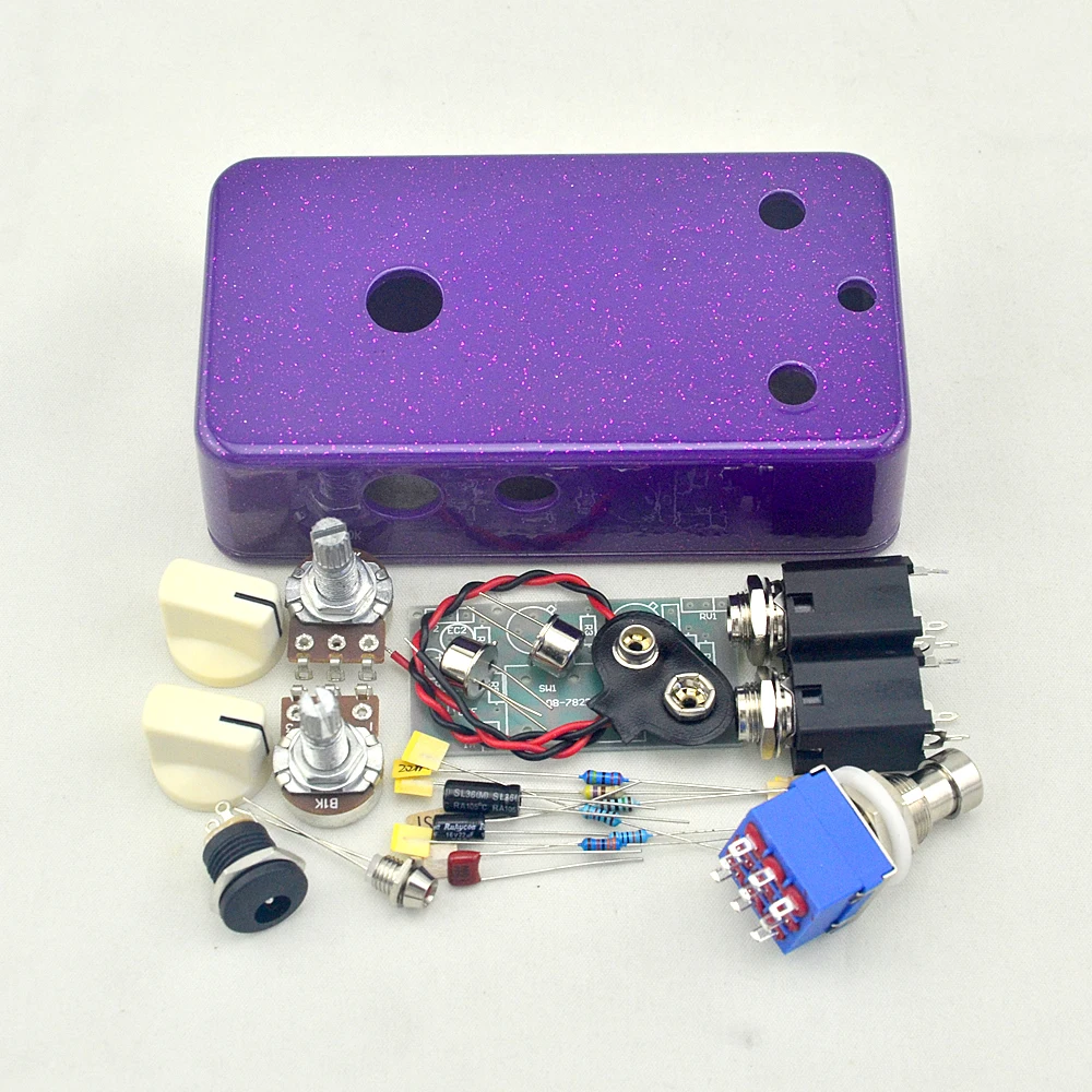 Vintage Fuzz Face DIY Guitar Pedal Kit with Germanium AC128 Transistors and 1590B Pre-drilled Enclosure