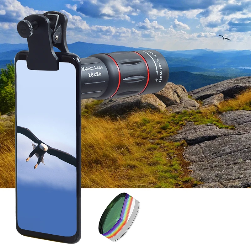 APEXEL 18X25 Zoom Monocular Telescope Lens Mobile Phone Lens with Tripod for iPhone Samsung Telephoto Outdoor Camping Tourism