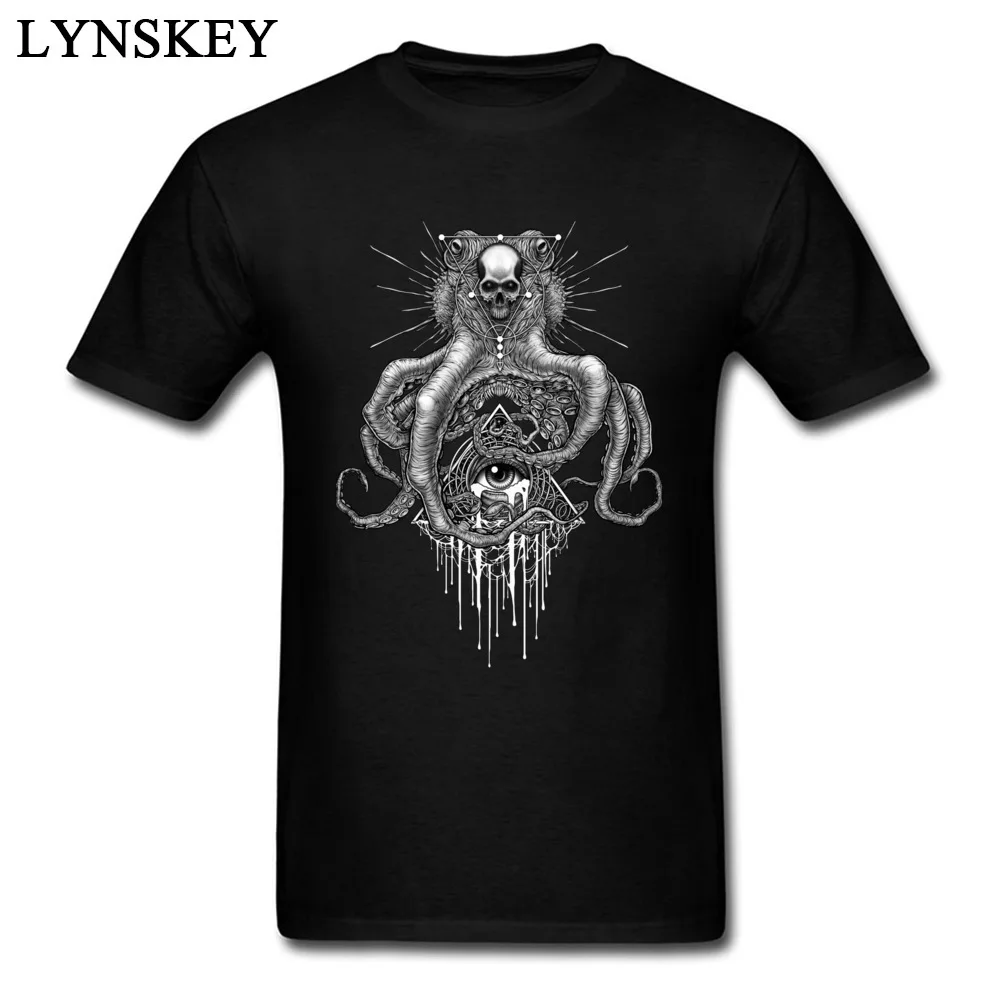 Skull Retro Cthulhu New Year Customized Family Men's T-shirt Cotton Lover's Short Sleeve Tops & Tees Unique