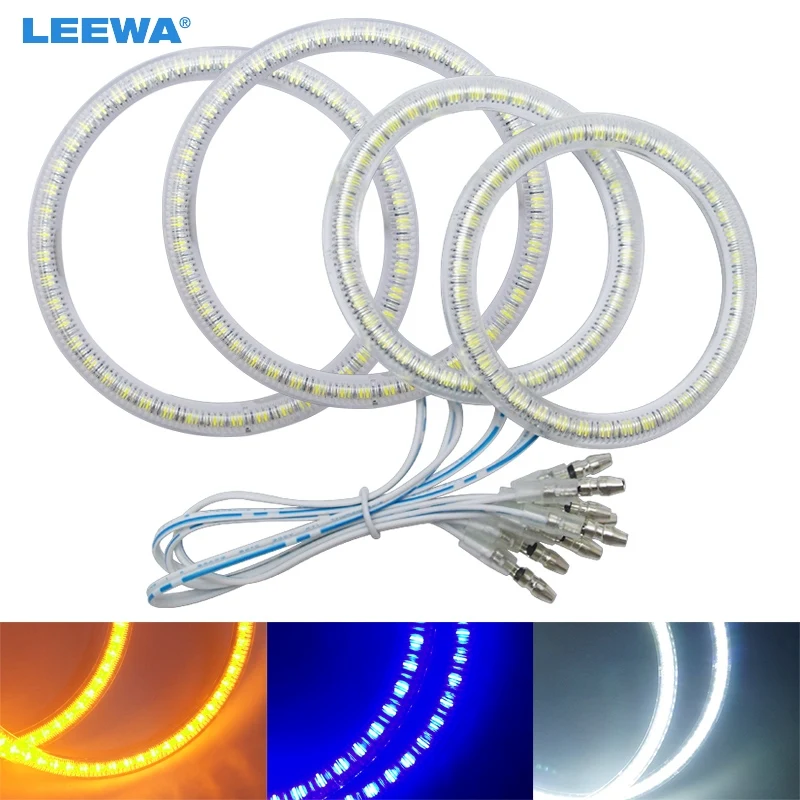 LEEWA White/Blue/Yellow Car LED Halo Rings Angel Eyes DRL Head Lamp For LAND ROVER Light 2x100mm,2x126mm #CA1009