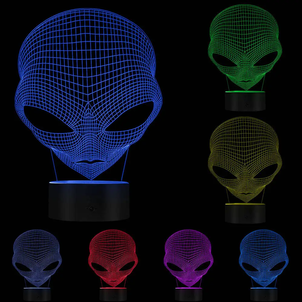 3D Pop-eyed Alien Collection Instinct LED Optical Illusion Novelty Night Light Color Changing LED Light Cartoon Night Lights
