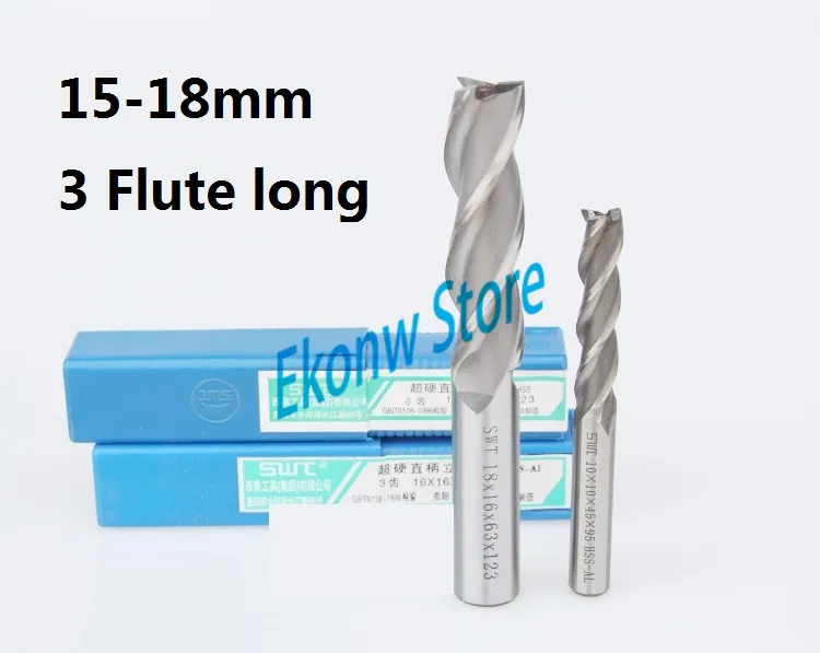 

1pc 15mm 16mm 17mm 18mm Extended lengthening Long three Three 3 Flute HSS End Mill Cutter CNC Bit Milling Cutter Extra Long