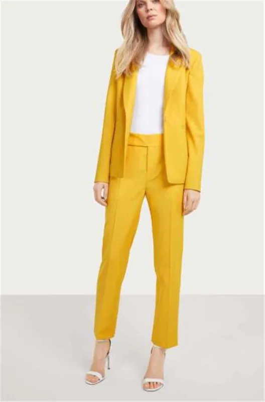 

Business Pant Suits for Women Plus Size Yellow Custom Made Ladies Pantsuit Blazer+Pants for Work Pantsuit for Wedding Party