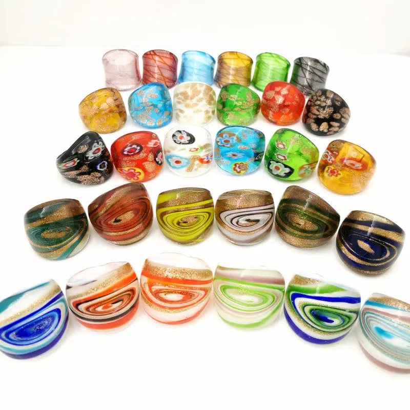 30 PCS Colored Glaze Rings Set with Mura Hot Foil Mixed Colors 17-19mm per Ring for DIY Crafts And Jewelry Making