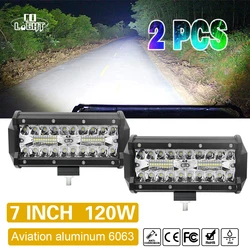 CO LIGHT LED 작업등 바, 트랙터 보트 오프로드 트럭용, SUV ATV 스팟 플러드 콤보, 12V 24V, 120W, 7 인치, 2 개