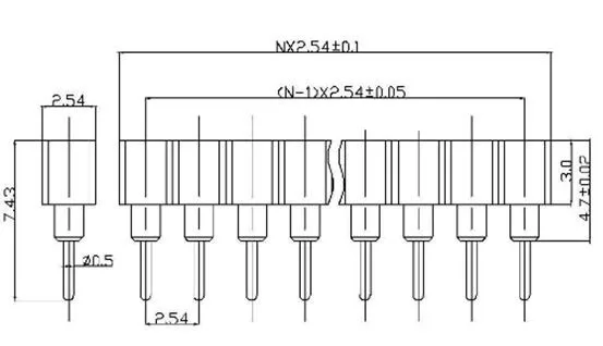 Conector de cabezal de Pin hembra redondo, 5 piezas, 1x40 Pin, 2,54mm, 40 P