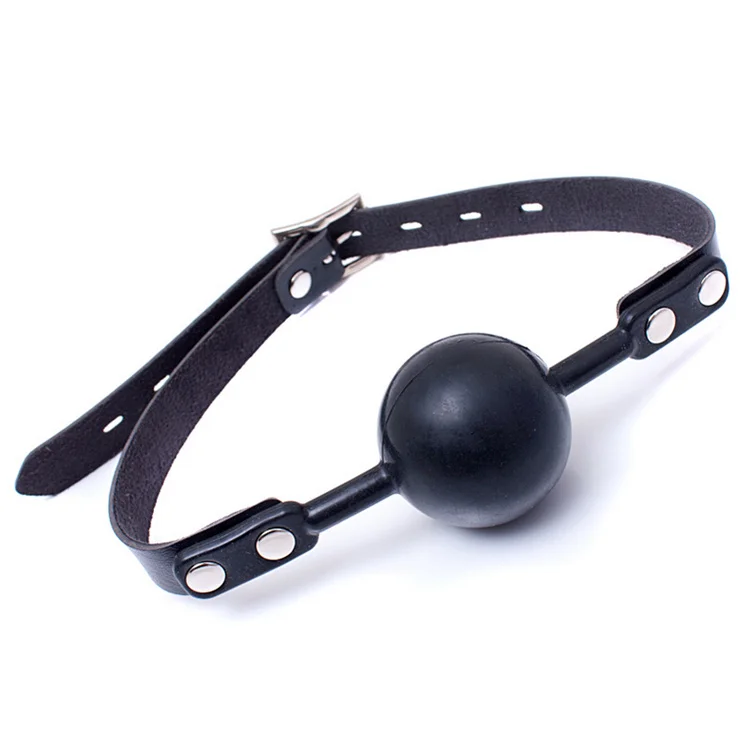 Size Large PU Leather Big Black Silicone Ball Gag Mouth Soft Mouth Plug Oral Fixation Mouth Gag Sex Toys Erotic Game For Couples