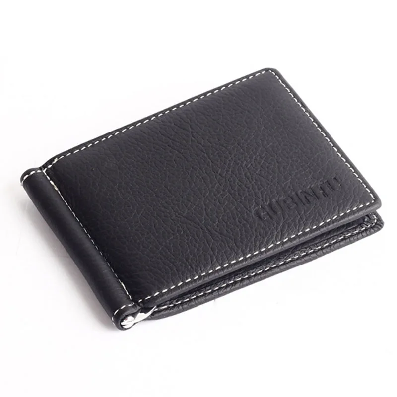 GUBINTU-Mini portefeuille portable en cuir véritable pour homme, pince à billets, petite poche à monnaie, porte-cartes, pince à billets en métal